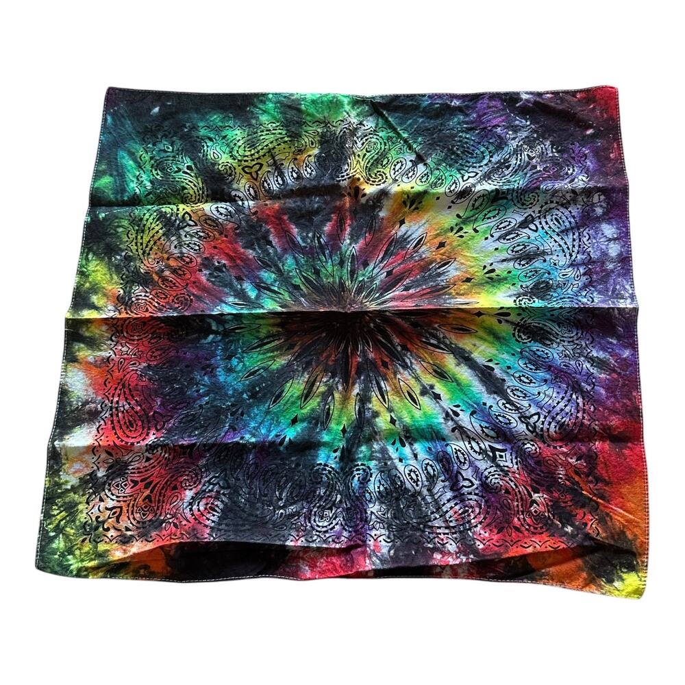 Handmade Tie Dye Bandana Rainbow Head Wrap Pride Spiral Colorful Gift Brand New